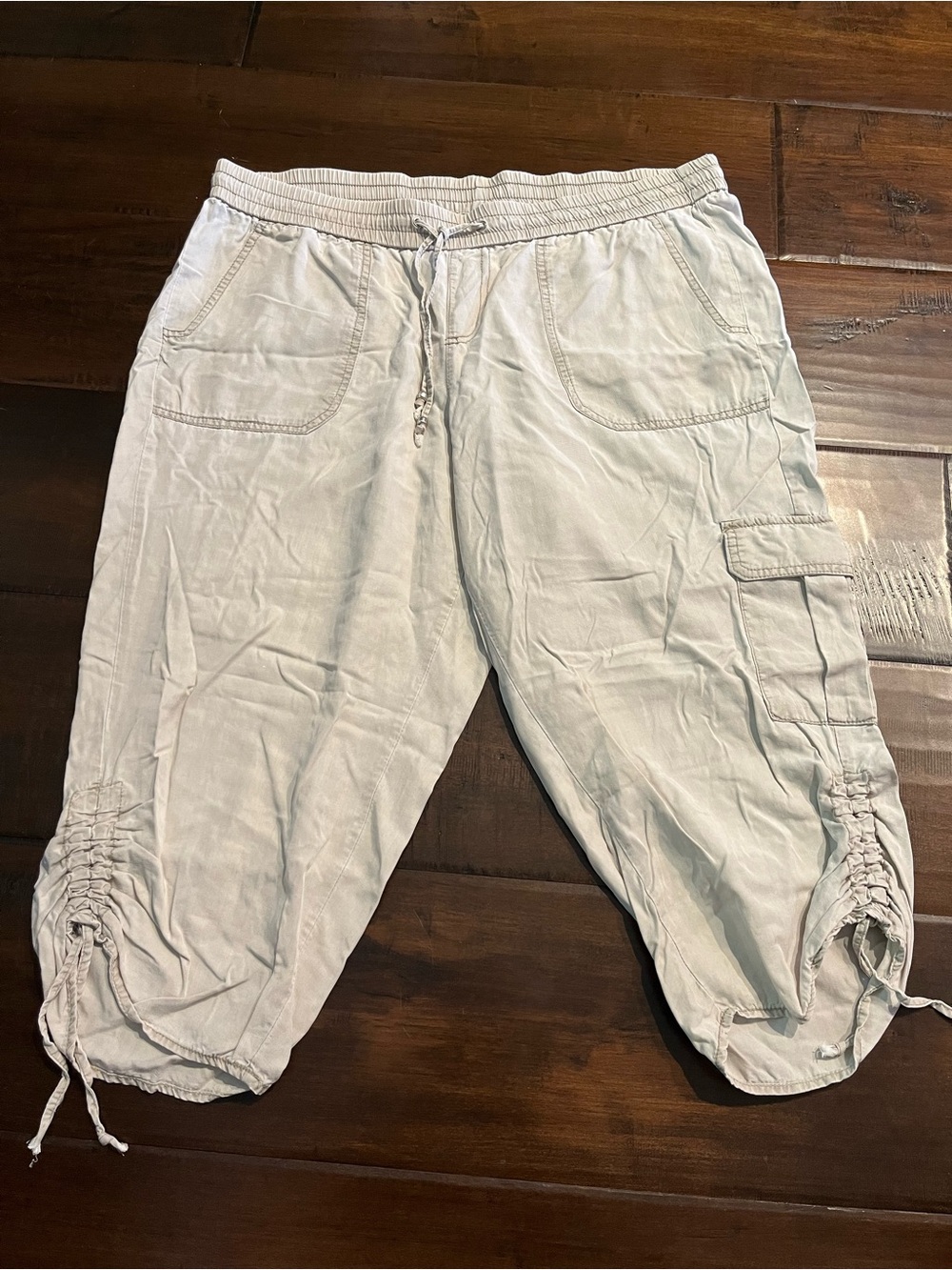 Lane Bryant Light Khaki Elastic Waist Pull-On Pants